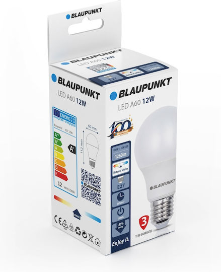 Blaupunkt LED Bulb 12W 108mm for Socket E27 and Shape A60 Natural White 1260lm
