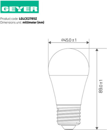 Geyer Λάμπα LED 8.5W για Ντουί E27 και Σχήμα G45 Φυσικό Λευκό