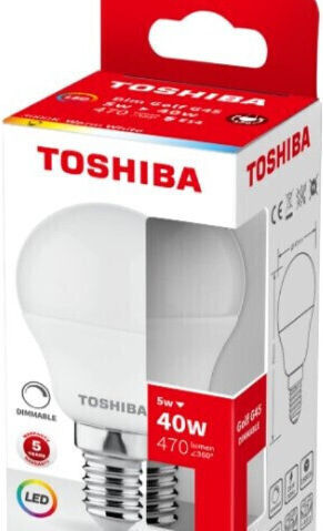 Toshiba LED Bulb 5W for Socket E14 and Shape G45 Warm White 470lm Dimmable