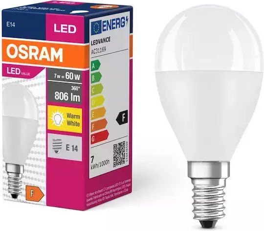 Osram LED Bulb 7.5W for Socket E14 and Shape P48 Warm White 806lm