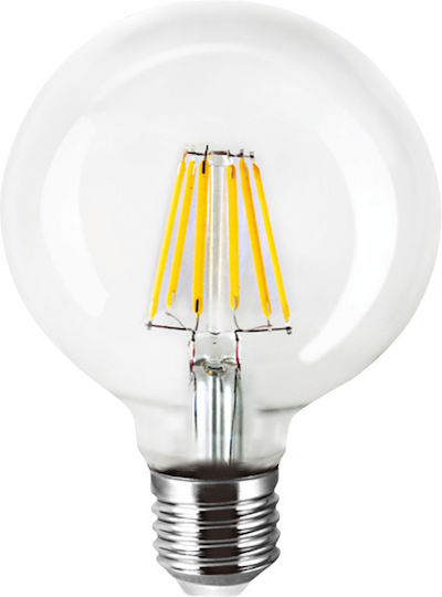 Λάμπα LED 6W 125mm για Ντουί E27 και Σχήμα G125 Θερμό Λευκό