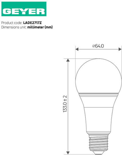 Geyer LED-Lampe 17W für Fassung E27 und Form A65 Kühles Weiß