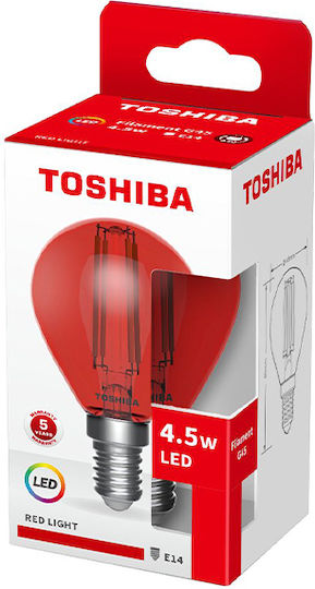 Toshiba LED крушка 4.5W за фасунга E14 и форма G45 Червено