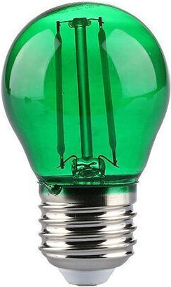 V-TAC Bec LED 2W 72mm pentru Soclu E27 și Formă G45 Verde 60lm