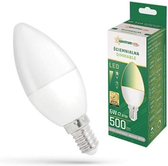 Spectrum Λάμπα LED 6W για Ντουί E14 Φυσικό Λευκό 500lm Dimmable