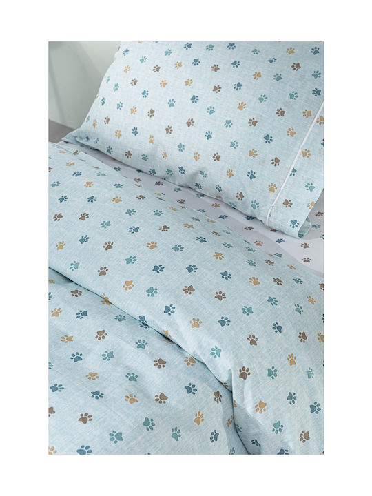 Guy Laroche Sheet Set Single Cotton Paw Ciel 165x250cm 3pcs