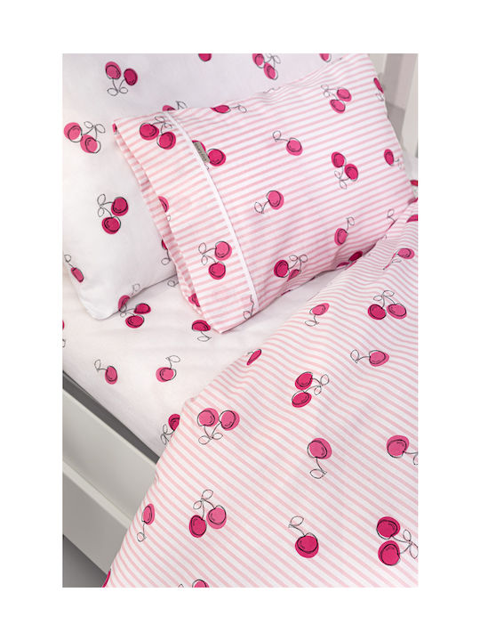 Guy Laroche Cherries Seturi de cearșafuri pentru bebeluși Pentru Patut Bumbac Cireșe Roz 115x170buc 3buc