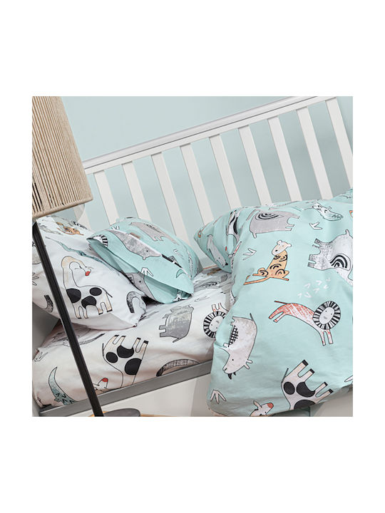 Guy Laroche Bebe Set Baby Bettlaken Für Krippe Baumwolle Aqua, Aqua Grau Türkis 115x170cm 3Stück