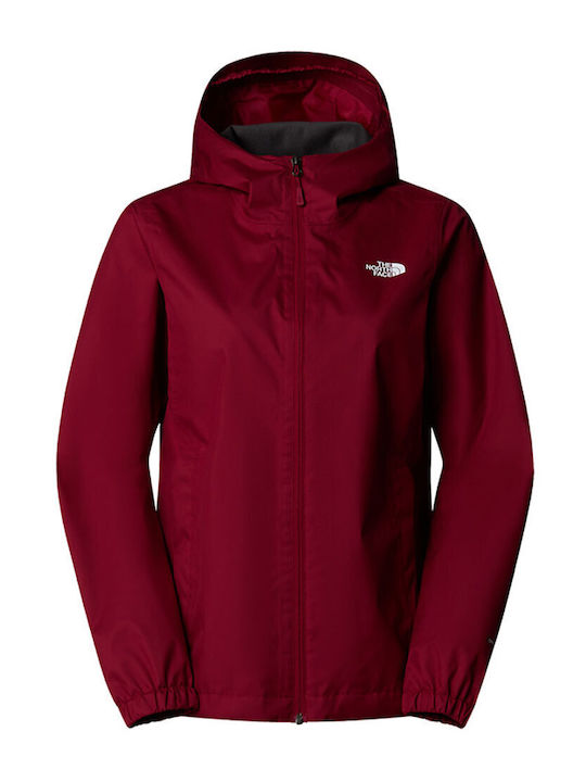Quest Women's Hiking Short Lifestyle Jacket Waterproof and Windproof for Winter with Hood Red