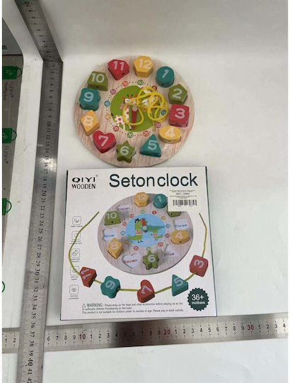 Jucărie educativă Flippy tip Montessori model girafă ceas din lemn + 36 luni 12 piese 17 cm multicolor