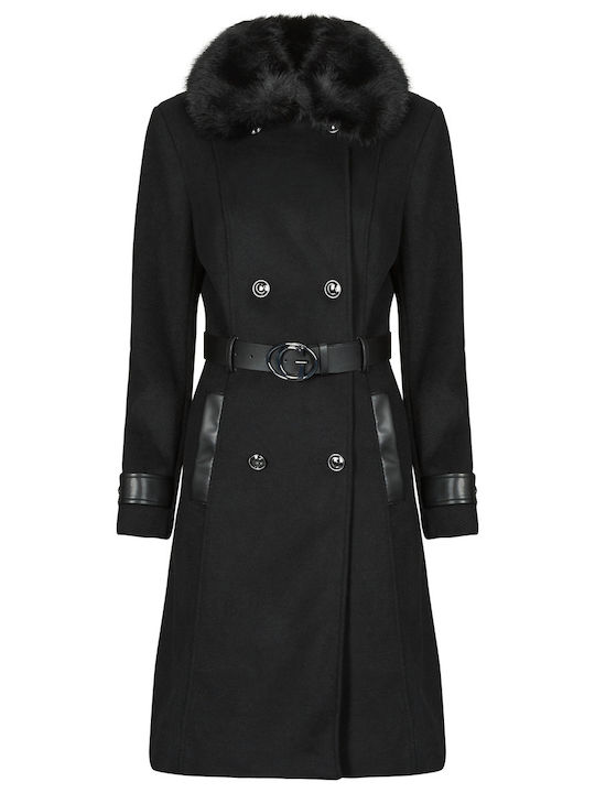 Women's Black Coat with Belt