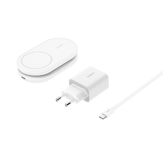 Belkin Kabelloses Ladegerät Qi2 und Kabel USB-C 15W Weißs (BOOST Charge)