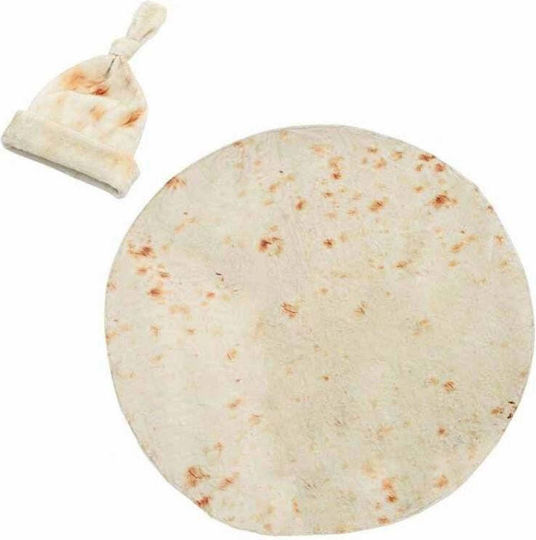 Set Pătură Flanel și Căciulă Flippy Formă de Plic pentru Nou-Născuți Material Poliester 85 Cm Crem