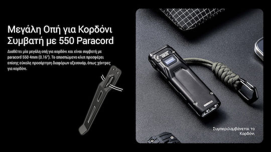 NiteCore Rechargeable Flashlight LED IP68 with Maximum Brightness 2500lm EDC23 UHI Black
