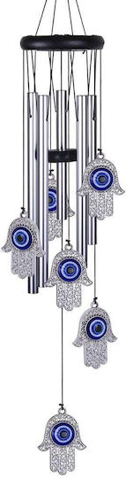 Silver Metal Wind Chime Sound Tubes Home Garden Hand Fatima Design