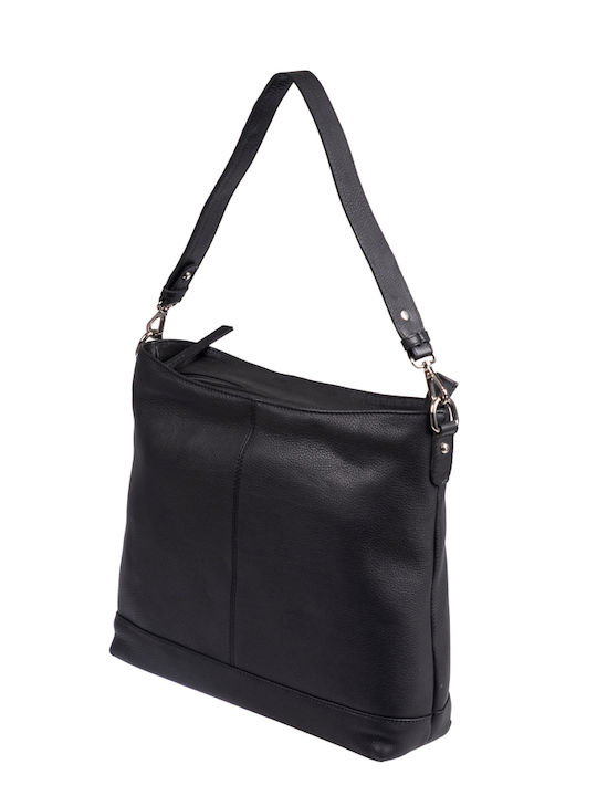 Leder Damentasche Schultertasche Schwarz