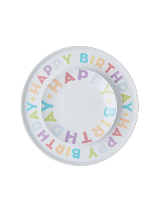 Butlers Happy Birthday Чиния Плитко от Порцелан Бял с Диаметър 20.3см