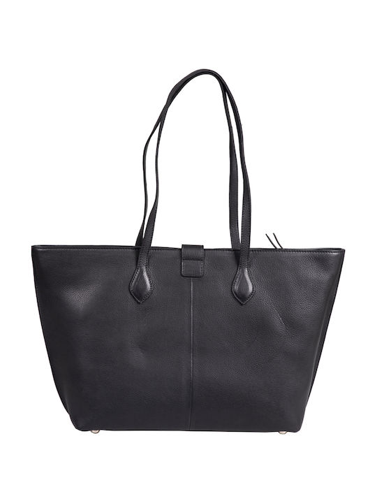 Leder Damentasche Schultertasche Schwarz