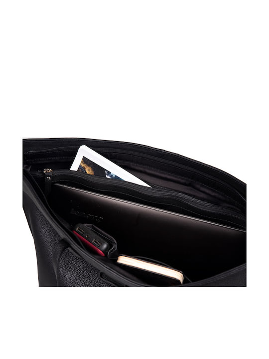 Leder Damentasche Schultertasche Schwarz