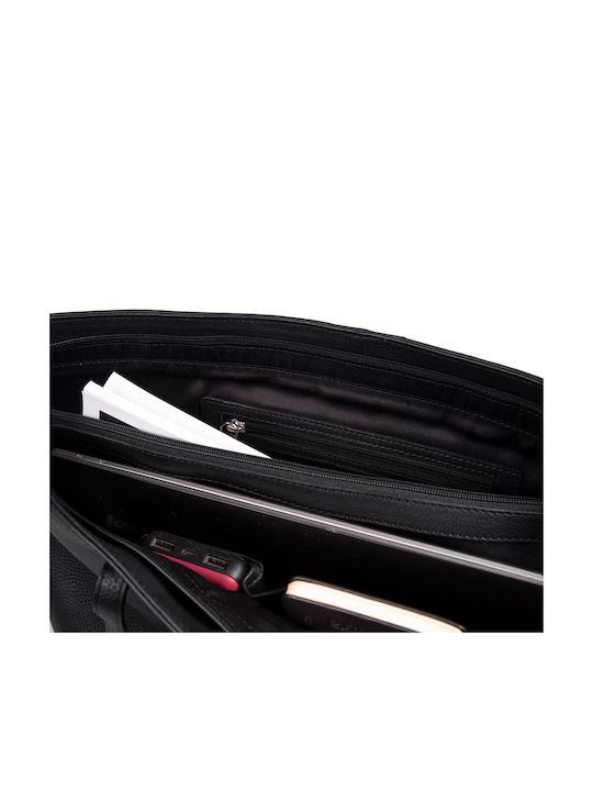 Leder Damentasche Schultertasche Schwarz