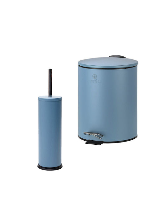 Estia Metallic Bathroom Trash Can and Basket Set 5lt Blue