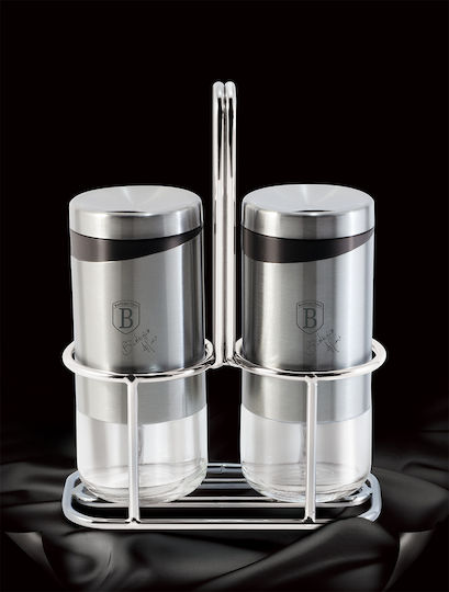 Berlinger Haus Silver Jewellery Collection Salt and Pepper Set Inox with Stand 2pcs