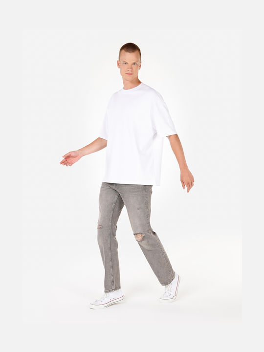 Ανδρικό Παντελόνι Τζιν με Slim Straight Εφαρμογή Γκρι