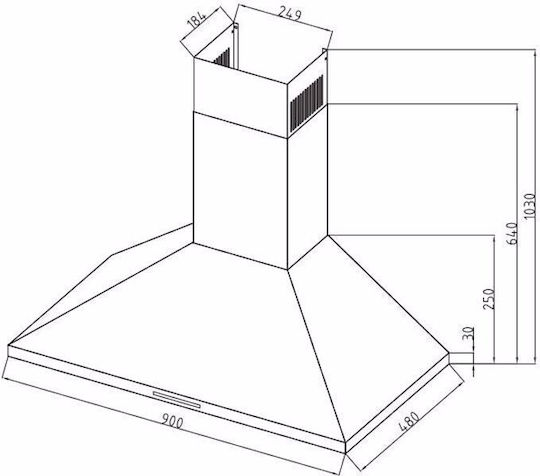 Davoline Chester Απορροφητήρας Καμινάδα 90cm Inox