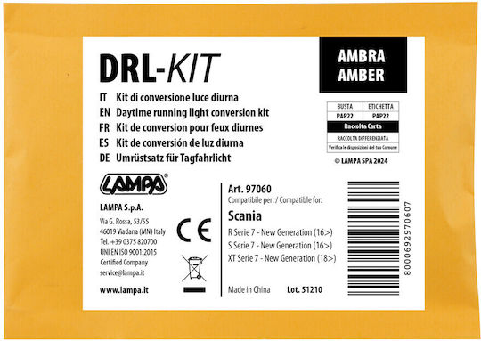 Lampa Κιτ Μετατροπης Φωτων Ημερας Πορτοκαλι Drl-kit Holland Style Man Tgx 07/2020+ Lampa 1 Tεμ L9706.4