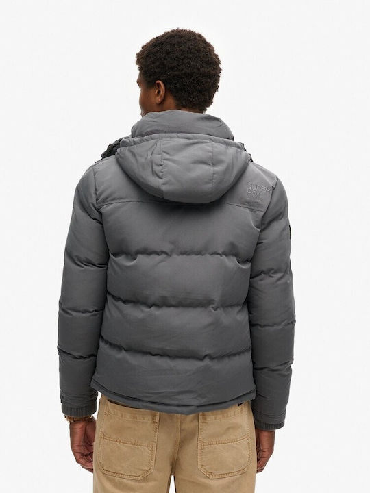 Superdry D5 Ovin Everest Short Winter Jacket Puffer Charcoal