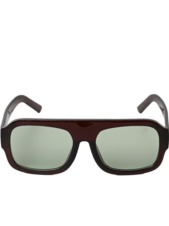 AV Sunglasses Mila Sunglasses with Burgundy Plastic Frame and Green Lens 111-Mila Burgundy/Green