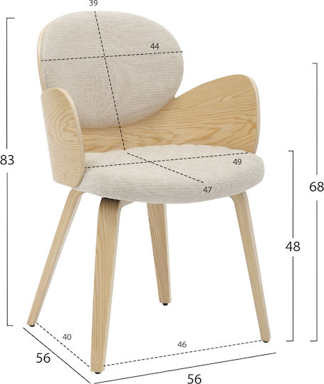 Πολυθρόνα Τραπεζαρίας Darnell 56x56x83εκ. Πολυθρόνα Τραπεζαρίας Darnell 56x56x83εκ.