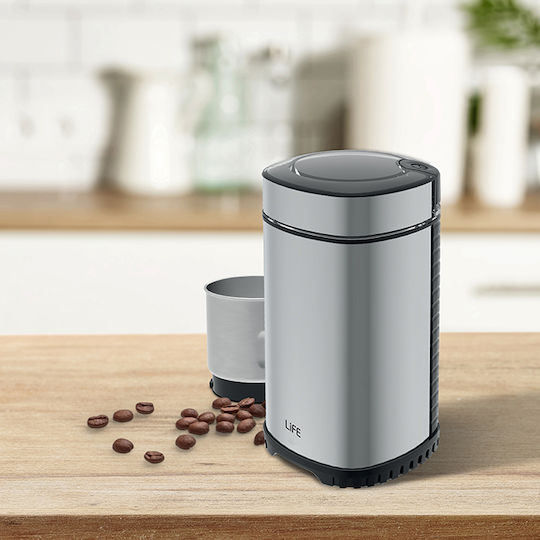 Life Arabica Електрически Кафемелачка 150W с капацитет за кафе на зърна 60гр Сребрист