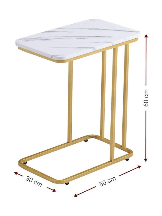 Rectangular Side Table Aria Wooden Leuko L30xW50xH60cm.