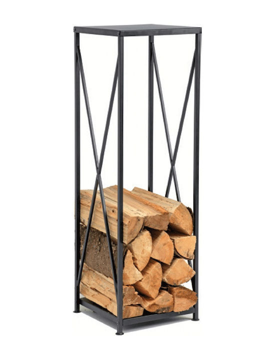 Home & Camp Metallic Shelf Wood Storage 34x34x111cm Gray