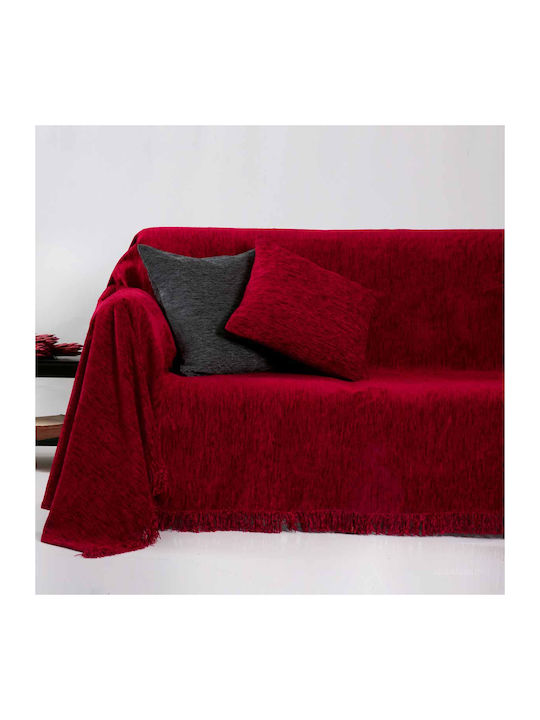 Anna Riska 1300 Four-Seater Sofa Throw Chenille 180x320cm Red