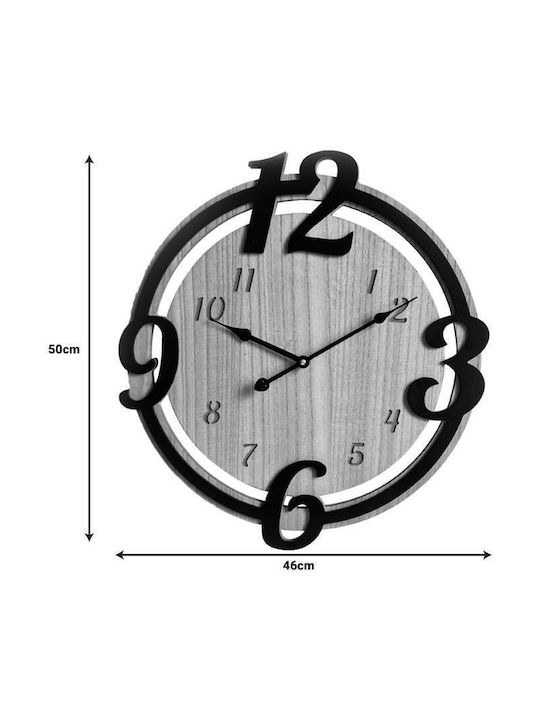 Inart Wall Clock Metallic Black Ø46cm