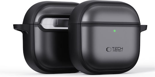 Tech-Protect MagMat Силиконов / Пластмасов Калъф с Кука в Черен Цвят за Apple AirPods 4 / 5