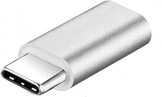 Convertor micro USB feminin în USB-C masculin Argintiu 1buc