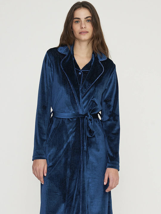 Noidinotte Winter Women's Velvet Robe Blue