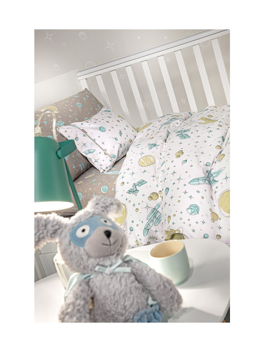 Guy Laroche Set Lenjeri De Patut Bebe Pentru Patut Bumbac Meteor Sky Ecru 115x170cm 3 Bucăți