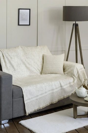 Nima Hiver Armchair Throw Chenille 180x180cm Ecru