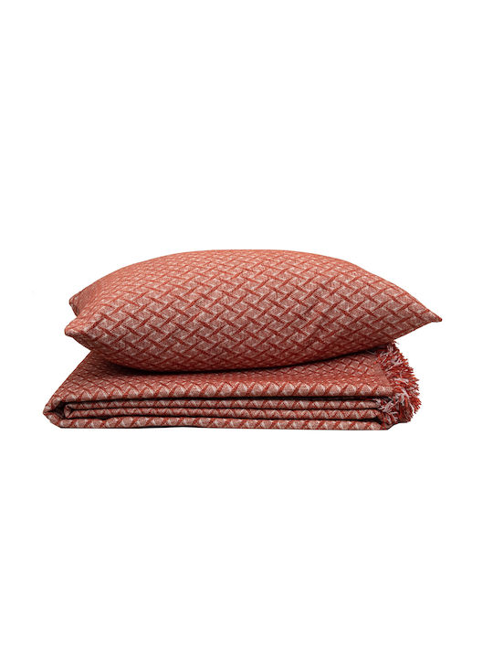 Viopros Armchair Throw Chenille 180x150cm Terra Cotta