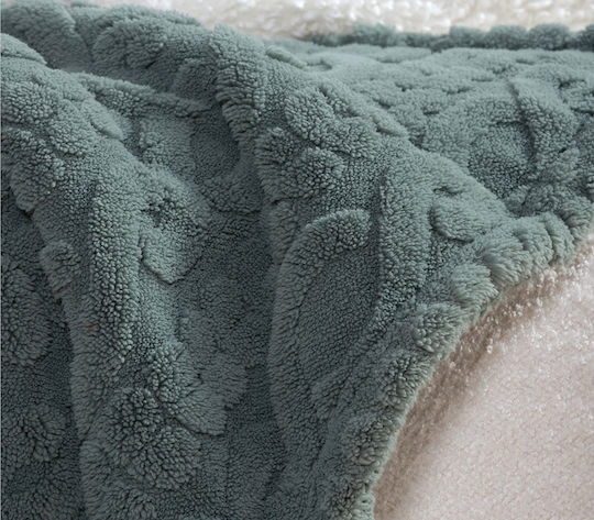Nef-Nef Homeware Germain Κουβέρτα Sherpa Καναπέ 130x180εκ. Green