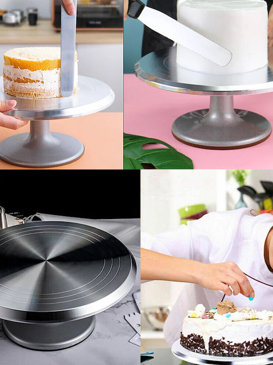 Professional Rotating Decorative Platter Pufo Cake In Stainless Steel Cake Presentation Decoration 30 Cm