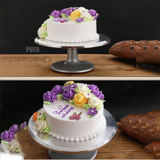 Professional Rotating Decorative Platter Pufo Cake In Stainless Steel Cake Presentation Decoration 30 Cm