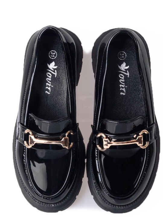 Girls Patent Leather Moccasins Black