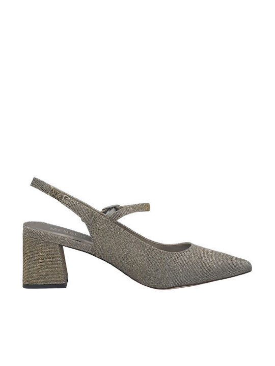 Menbur Pointed Toe Gray Heels with Strap