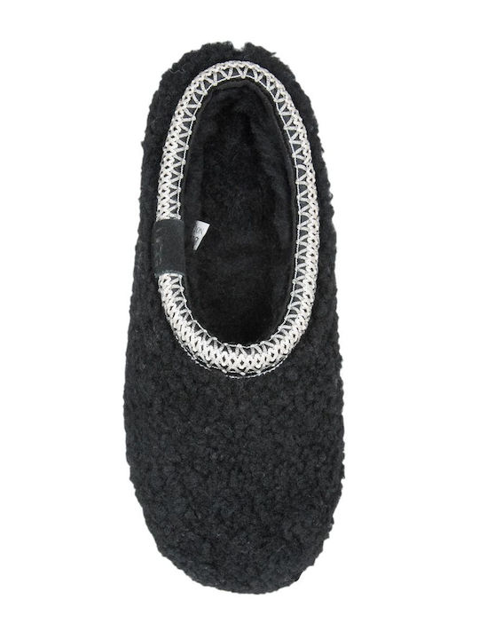 Tasman Maxi Curly Woolen Winter Women's Slippers Black