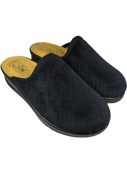 Max Relax Anatomical Leather Women's Slippers in Black color